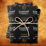 30th Birthday Black Gold  Legendary Retro Wrapping Paper Sheets<br><div class="desc">Vintage Black Gold Elegant wrapping paper - Personalized 30th Birthday Celebration wrapping. Celebrate your milestone 30th birthday with a touch of elegance, class, and sweetness! Our Vintage Black Gold wraps are the perfect way to make your mark with personalized birthday favors. Every sheet has a rich and luxurious black and...</div>