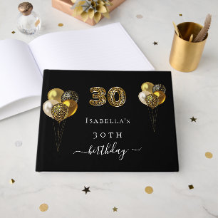 30th birthday black gold leopard print birthday guest book
