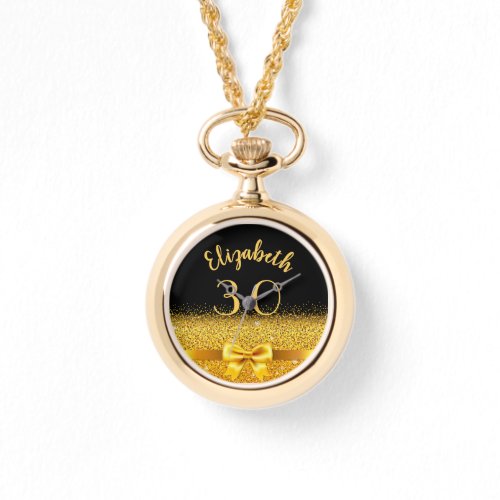 30th birthday black gold monogram name watch