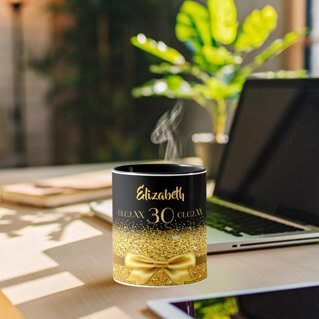 30th birthday black gold name elegant mug (Creator Uploaded)