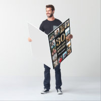 30th Birthday Black Gold Photo Collage Extra Large