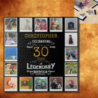 30th Birthday Black Gold Photo Collage