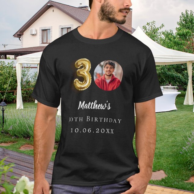 30th birthday black gold photo T-Shirt (Creator Uploaded)