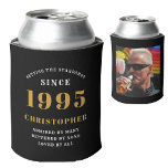 30th Birthday Black Gold With Name & Photo<br><div class="desc">Personalized Birthday add your name and year can cooler with your photo on the rear. Edit the name and year with the template provided. A wonderful custom birthday party accessory. More gifts and party supplies available with the "setting standards" design in the store.</div>