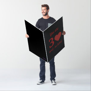 30th Birthday Black Red Heart Extra Large Jumbo Card