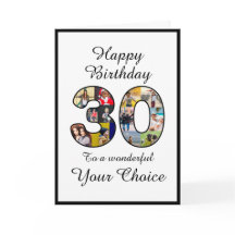 30th Birthday Black White Elegant Photo Template