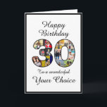 30th Birthday Black White Elegant Photo Template<br><div class="desc">The front of this classical themed 30th birthday greeting card design features the number "30" filled in with 12 of your photos. The message "Happy Birthday, " sits at the top with the two lower sets of text available for you to personalize. Make this a unique custom card for your...</div>
