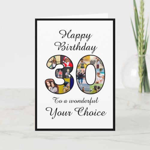 30th Birthday Black White Elegant Photo Template