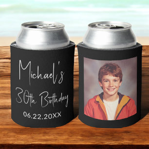 30th Birthday Black White Instagram Photo Can Cooler