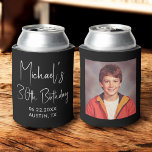 30th Birthday Black White Instagram Photo Can Cooler<br><div class="desc">Cheers to 30 years with this 30th Birthday Black and White Instagram Photo Can Cooler! Featuring a sleek black and white design, this customizable can cooler highlights your favorite Instagram-style photo, adding a personal and stylish touch to your celebration. Perfect for milestone birthday parties, it keeps drinks cold while serving...</div>