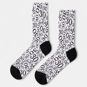 30th Birthday Black/White Random Number Pattern Socks