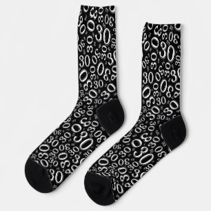 30th Birthday Black/White Random Number Pattern Socks