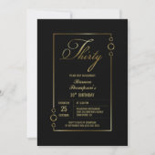 30th Birthday Black with Gold Frame Party Invitation | Zazzle