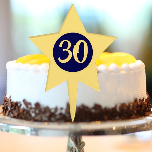 30th Birthday Blue and Yellow Star Cake Topper