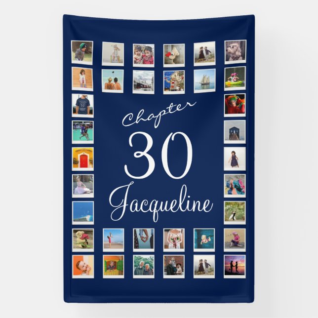 30th Birthday Blue Banner (Vertical)