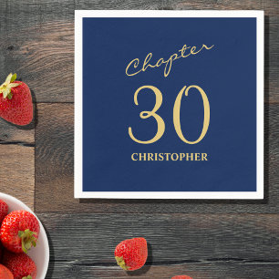 30th Birthday Blue Gold Chapter 30 Napkins