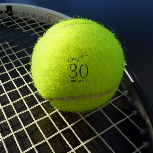 30th Birthday Blue Script Tennis Balls