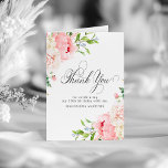 30th Birthday Blush Pink Peony Floral Folded Thank You Card<br><div class="desc">Elegant pink peonies decorate this birthday thank you card. Classic calligraphy spells thank you. Three lines of text let you personalize a thank you statement and your name. A photo is included inside, as well as another thank you sentiment that you can personalize. This item is part of the Elegant...</div>