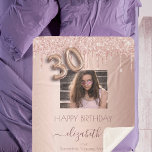 30th birthday blush rose gold glitter friends sherpa blanket<br><div class="desc">A gift for a girly and glamorous 30th birthday from her best friends. A rose gold, pink gradient background with elegant rose gold colored faux glitter drips, paint dripping look. Personalize and add your own high quality photo of the birthday girl, and your own names. The text: The name of...</div>