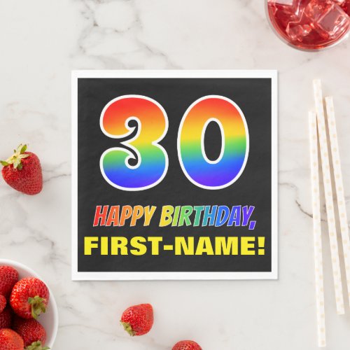 30th Birthday Bold Fun Simple Rainbow 30 Napkins