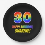 [ Thumbnail: 30th Birthday: Bold, Fun, Simple, Rainbow 30 Paper Plates ]