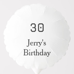 30th birthday bold letter name date simple minimal balloon