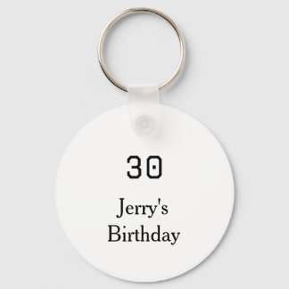 30th birthday bold letter name date simple minimal keychain