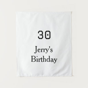 30th birthday bold letter name date simple minimal tapestry