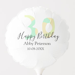 30th birthday bold letter pastel yellow black retr balloon