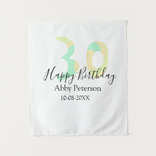 30th birthday bold letter pastel yellow black retr tapestry