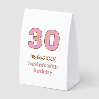 30th birthday bold pink golden name date simple mi paper table tent