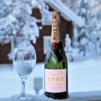 30th Birthday Born 1993 Add Name Pink Grey Sparkling Wine Label