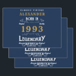 30th Birthday Born 1993 Vintage Blue Gold Legend Wrapping Paper Sheets<br><div class="desc">A personalized classic wrapping paper for that special birthday. Add the name to this vintage retro style blue, white and gold design for a custom birthday gift. Easily edit the name and year with the template provided. A wonderful custom blue birthday gift. More gifts and party supplies for that party...</div>