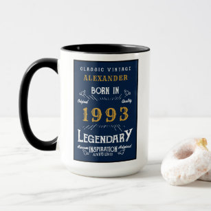 30th Birthday Born 1993 Vintage Legend Blue Gold Mug