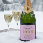 30th Birthday Born 1996 Add Name Pink Grey Sparkling Wine Label<br><div class="desc">Personalized Birthday add your name and year sparkling wine label. Edit the name and year with the template provided. A wonderful custom pink birthday party item. More gifts and party supplies available with the "setting standards" design in the store.</div>
