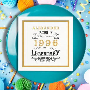 30th Birthday Born 1996 White Gold Legend Napkins