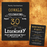30th Birthday Born Legendary Black Gold Retro Invitation<br><div class="desc">For those celebrating their 30th birthday we have the ideal birthday party invitation with a vintage feel. The black background with a white and gold vintage typography design design is simple and yet elegant with a retro feel. Easily customize the text of this birthday gift using the template provided. Part...</div>