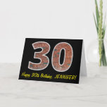 [ Thumbnail: 30th Birthday - Brick Wall Pattern "30" W/ Name Card ]