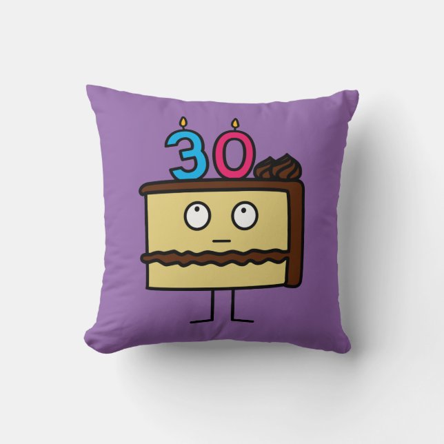 30th Birthday Cake with Candles Throw Pillow (Front)