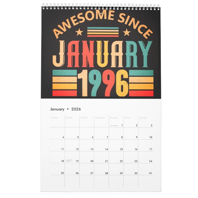 30th Birthday Calendar  (Jan 2026)