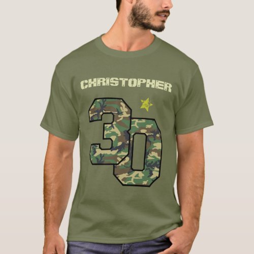 30th Birthday Camo One Year Custom Name A01 T_Shirt