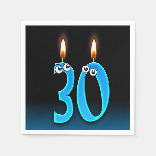 30th birthday candle with eyeballs paper napkins (Front)
