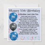 30th birthday Card  -  Brother<br><div class="desc">A great card for a brother on his 30th birthday.</div>