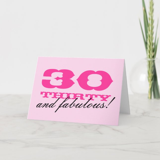 30th Birthday card for women | 30 and fabulous! (Front)