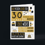 30th Birthday card, Greeting Card, Gift Card<br><div class="desc">Black and Gold designed birthday card for someone who is turning 30. Designed with gold and black color scheme with balloons,  wine,  banners,  gift box,  and a cake.</div>