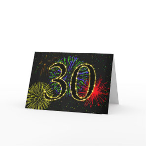 30th Birthday card with fireworks