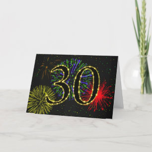 30th Birthday card with fireworks