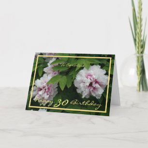 30th Birthday Caroline Peonies Elegant Gold Frame Card