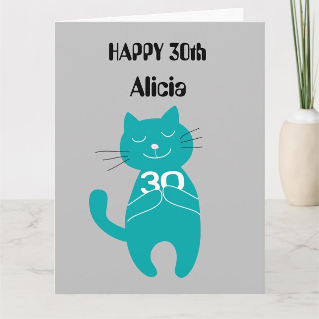 30th birthday cat 30 years simple name card cats (Front)