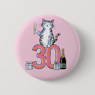 30th birthday cat celebration 30 years thirty button